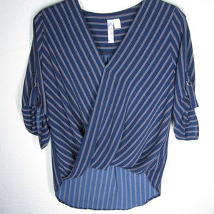 VGUC Alya Blue Striped Hi Lo Top, Small